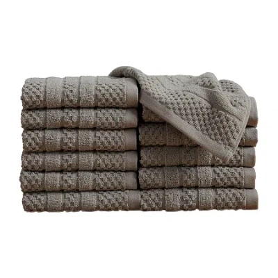 Linery Cotton Checkered Weave 12-pc. Quick Dry Bath Towel Set In Gray
