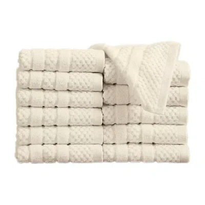 Linery Cotton Checkered Weave 12-pc. Quick Dry Bath Towel Set In Neutral