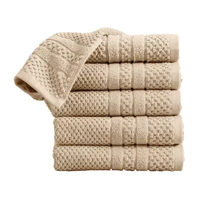 Linery Cotton Checkered Weave 6-pc. Quick Dry Bath Towel Set In Brown