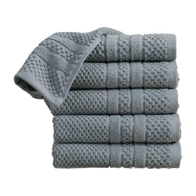 Linery Cotton Checkered Weave 6-pc. Quick Dry Bath Towel Set In Gray