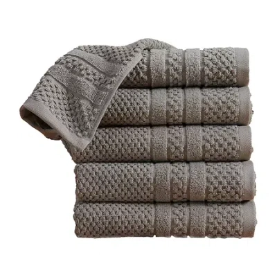 Linery Cotton Checkered Weave 6-pc. Quick Dry Bath Towel Set In Gray