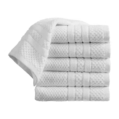 Linery Cotton Checkered Weave 6-pc. Quick Dry Bath Towel Set In White