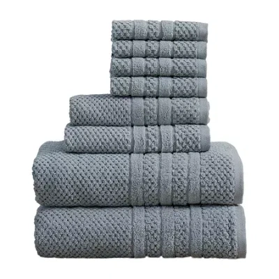 Linery Cotton Checkered Weave 8-pc. Quick Dry Bath Towel Set In Blue