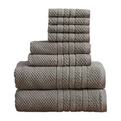 Linery Cotton Checkered Weave 8-pc. Quick Dry Bath Towel Set In Gray