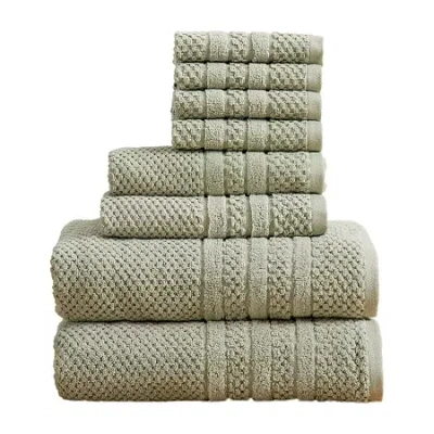 Linery Cotton Checkered Weave 8-pc. Quick Dry Bath Towel Set In Green