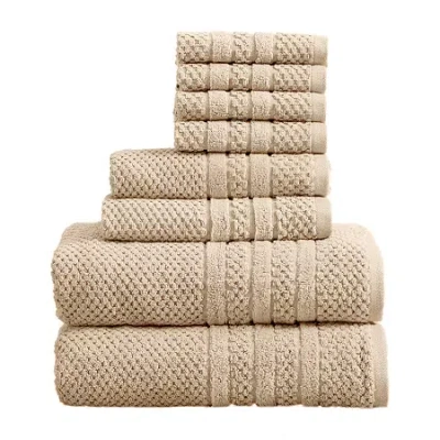Linery Cotton Checkered Weave 8-pc. Quick Dry Bath Towel Set In Neutral