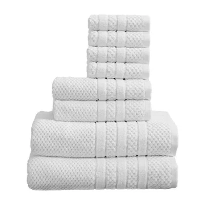 Linery Cotton Checkered Weave 8-pc. Quick Dry Bath Towel Set In White