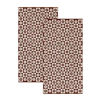Linery Cotton Jacquard Printed 2-pc. Quick Dry Beach Towel In Brown