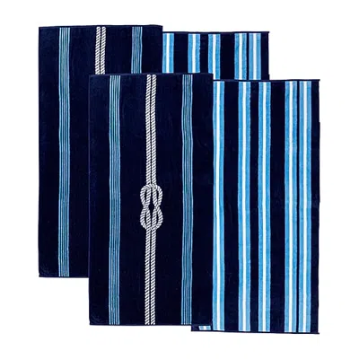 Linery Cotton Jacquard Printed 4-pc. Quick Dry Beach Towel In Blue