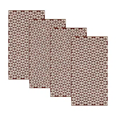 Linery Cotton Jacquard Printed 4-pc. Quick Dry Beach Towel In Brown