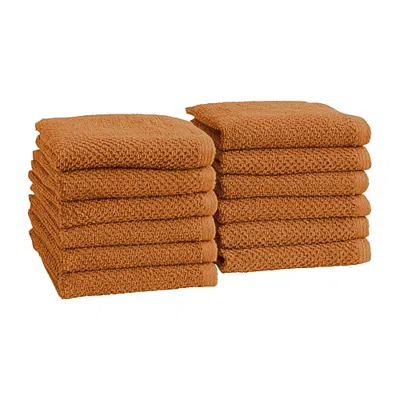 Linery Cotton Loop Textured 12-pc. Quick Dry Washcloth In Orange