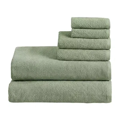 Linery Cotton Loop Textured 6-pc. Quick Dry Bath Towel Set In Green