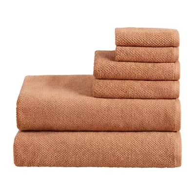 Linery Cotton Loop Textured 6-pc. Quick Dry Bath Towel Set In Orange