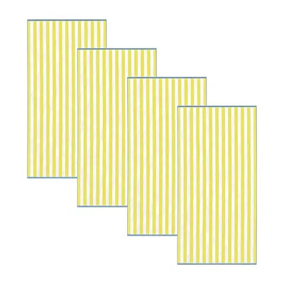 Linery Cotton Stripe Border 4-pc. Quick Dry Beach Towel In Yellow