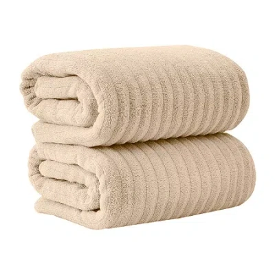 Linery Cotton Textured 2 Pc Oversized 2-pc. Bath Sheet In Neutral