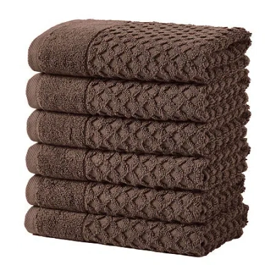 Linery Cotton Textured 6-pc. Hand Towel In Brown