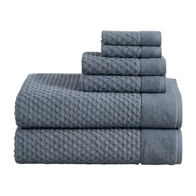 Linery Cotton Textured 6-pc. Quick Dry Bath Towel Set In Blue