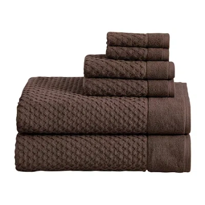 Linery Cotton Textured 6-pc. Quick Dry Bath Towel Set In Brown
