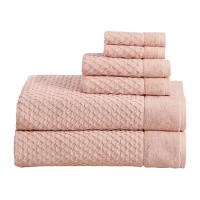 Linery Cotton Textured 6-pc. Quick Dry Bath Towel Set In Pink