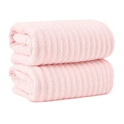 Linery Cotton Textured Oversized 2-pc. Bath Sheet In Pink