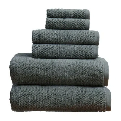 Linery Cotton Textured Weave 6-pc. Quick Dry Bath Towel Set In Blue