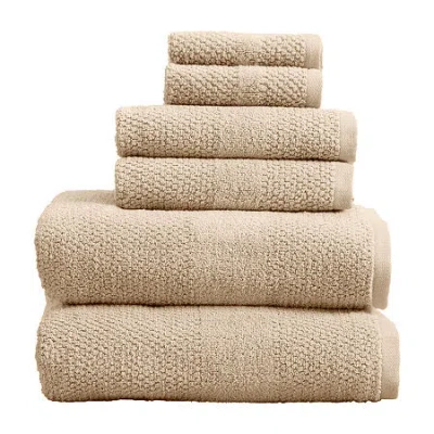 Linery Cotton Textured Weave 6-pc. Quick Dry Bath Towel Set In Brown