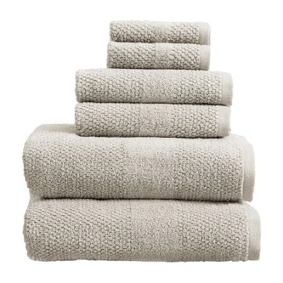 Linery Cotton Textured Weave 6-pc. Quick Dry Bath Towel Set In Gray