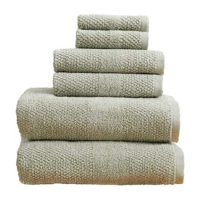 Linery Cotton Textured Weave 6-pc. Quick Dry Bath Towel Set In Gray