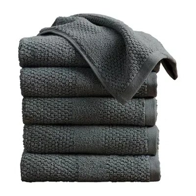 Linery Cotton Textured Weave 6-pc. Quick Dry Bath Towel Set In Gray