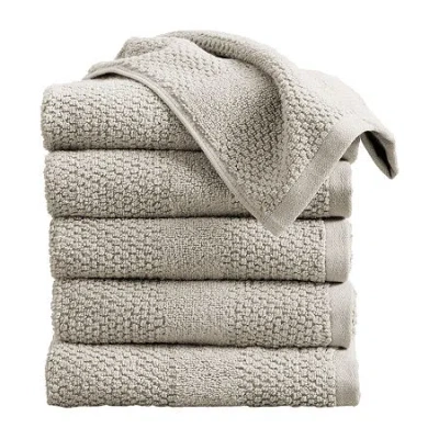 Linery Cotton Textured Weave 6-pc. Quick Dry Bath Towel Set In Gray