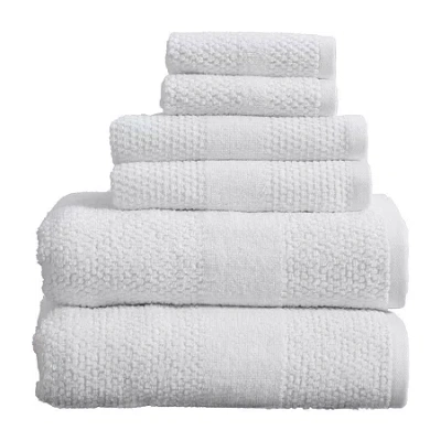 Linery Cotton Textured Weave 6-pc. Quick Dry Bath Towel Set In White