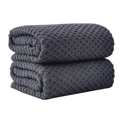 Linery Cotton Waffle 2 Pc Oversized 2-pc. Bath Sheet In Blue