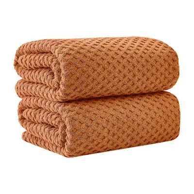 Linery Cotton Waffle 2 Pc Oversized 2-pc. Bath Sheet In Brown