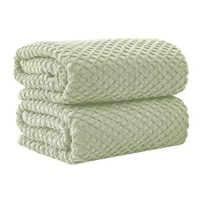 Linery Cotton Waffle 2 Pc Oversized 2-pc. Bath Sheet In Green