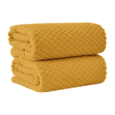 Linery Cotton Waffle 2 Pc Oversized 2-pc. Bath Sheet In Yellow