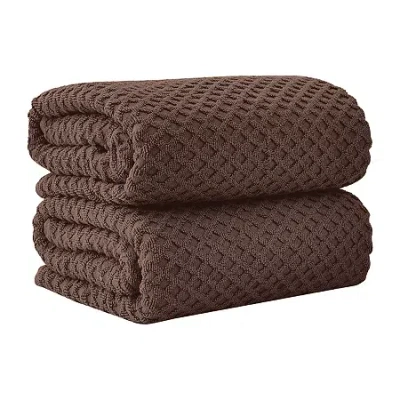 Linery Cotton Waffle Oversized 2-pc. Bath Sheet In Brown