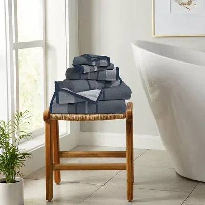 Linery Decorative Stripe 6-pc. Quick Dry Bath Towel Set In Blue