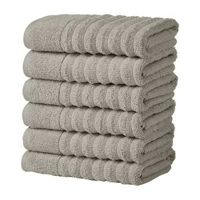 Linery Luxurious Cotton 6 Pk Hand Towel Set In Gray