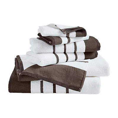 Linery Luxury Cotton Decorative 6-pc. Quick Dry Bath Towel Set In Brown