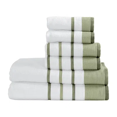 Linery Luxury Cotton Decorative Oversized 6-pc. Quick Dry Bath Towel Set In Green