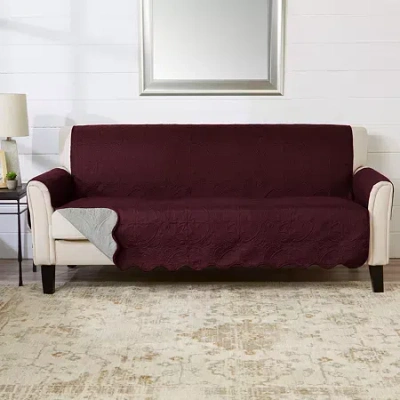 Linery Medallion Sofa Protector In Burgundy