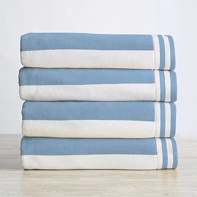 Linery Oversized Cotton Cabana 4-pc. Quick Dry Beach Towel In Blue
