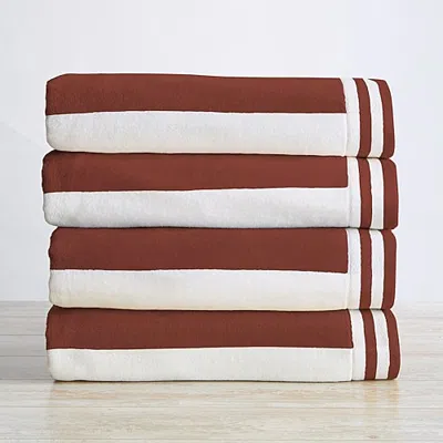 Linery Oversized Cotton Cabana 4-pc. Quick Dry Beach Towel In Brown