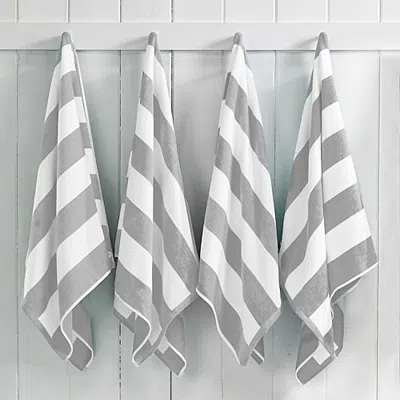 Linery Oversized Cotton Cabana 4-pc. Quick Dry Beach Towel In Gray
