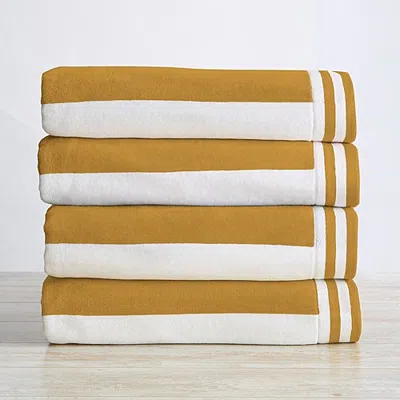 Linery Oversized Cotton Cabana 4-pc. Quick Dry Beach Towel In Yellow