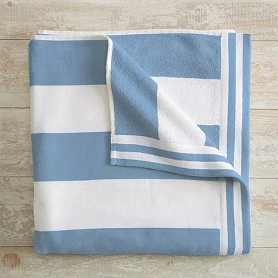 Linery Oversized Cotton Cabana Quick Dry Beach Towel In Blue
