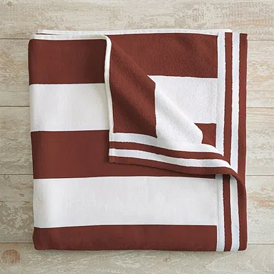 Linery Oversized Cotton Cabana Quick Dry Beach Towel In Brown