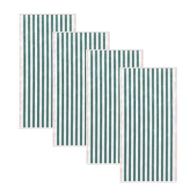 Linery Oversized Cotton Stripe Border 4-pc. Quick Dry Beach Towel In Blue