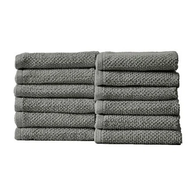 Linery Popcorn 12-pc. Quick Dry Washcloth In Gray