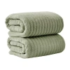 Linery Solid Cotton Ribbed Textured 2-pc. Bath Sheet In Green